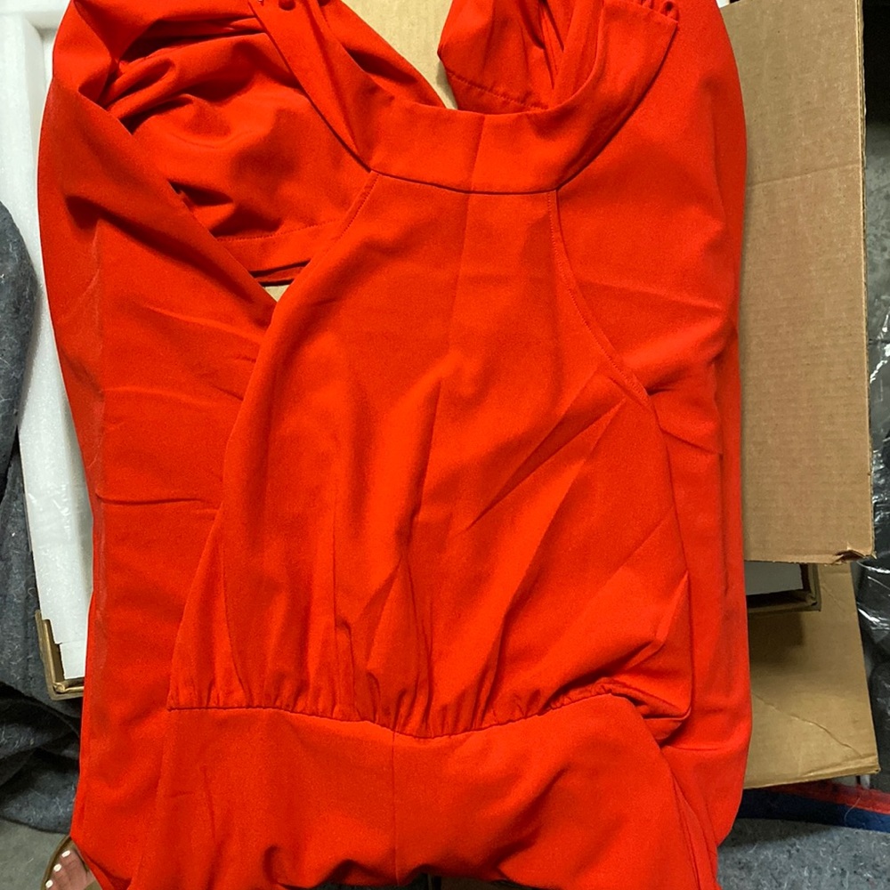Red jumpsuit lulus size M